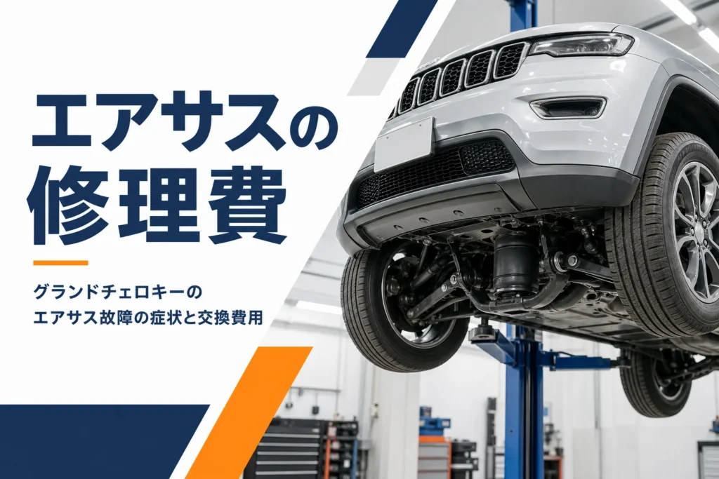 リフトに上げられたグランドチェロキーの足回り