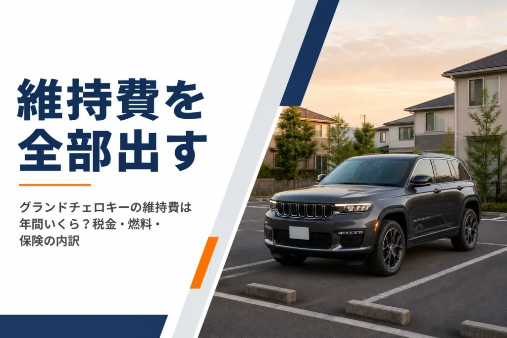 駐車場に停まるグレーのグランドチェロキー