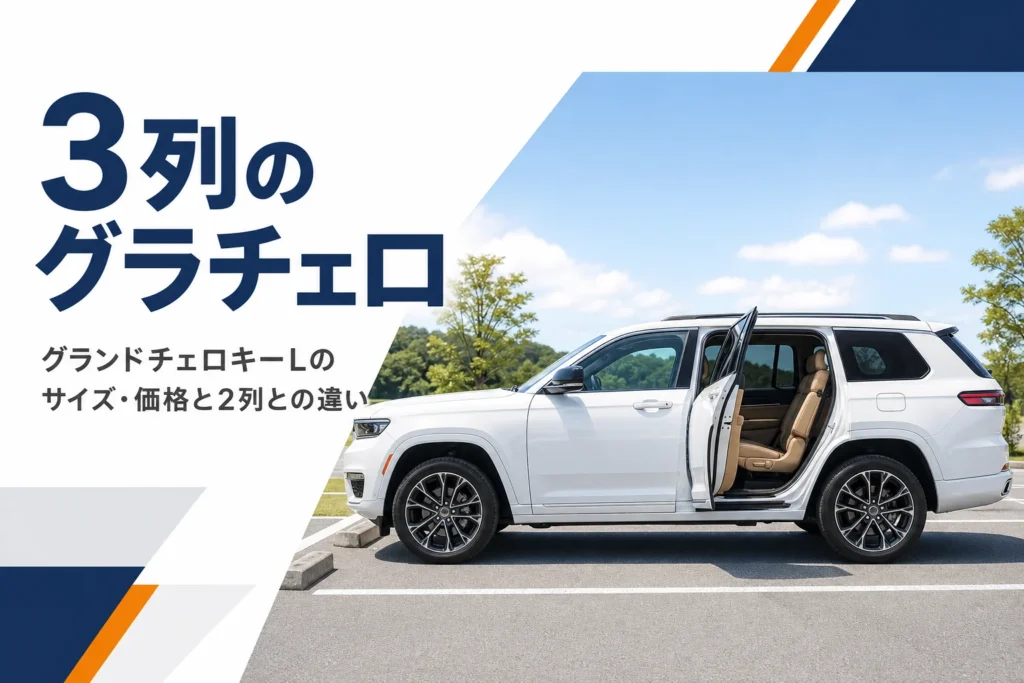 3列目シートが見える大型SUVを真横から写したグランドチェロキーLの記事のアイキャッチ