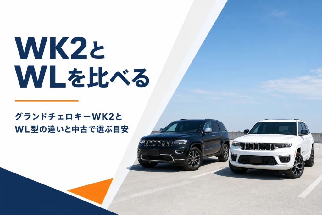 並んで停まる黒と白のグランドチェロキー